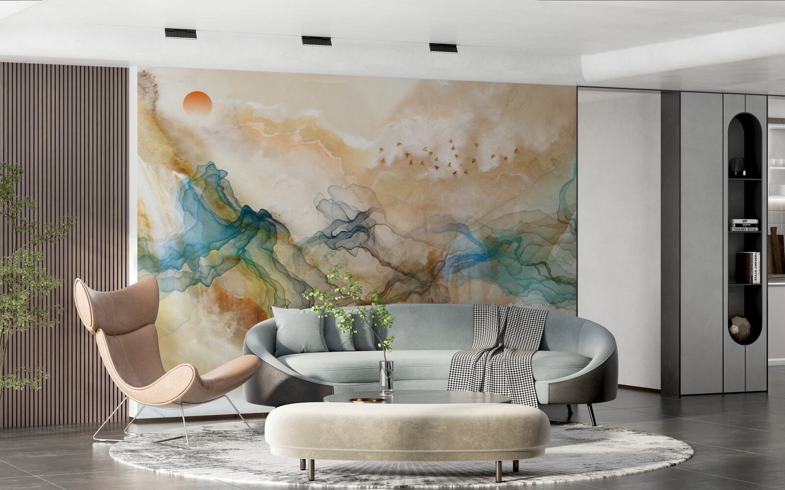 Фотошпалери Японський пейзаж в абстрактному стилі