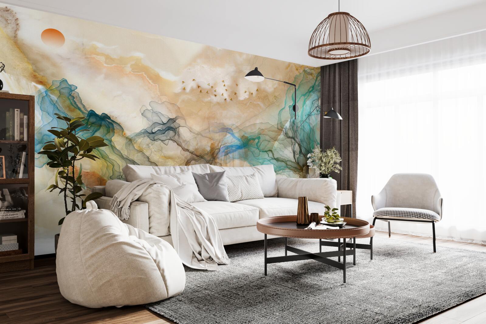 Фотошпалери Японський пейзаж в абстрактному стилі