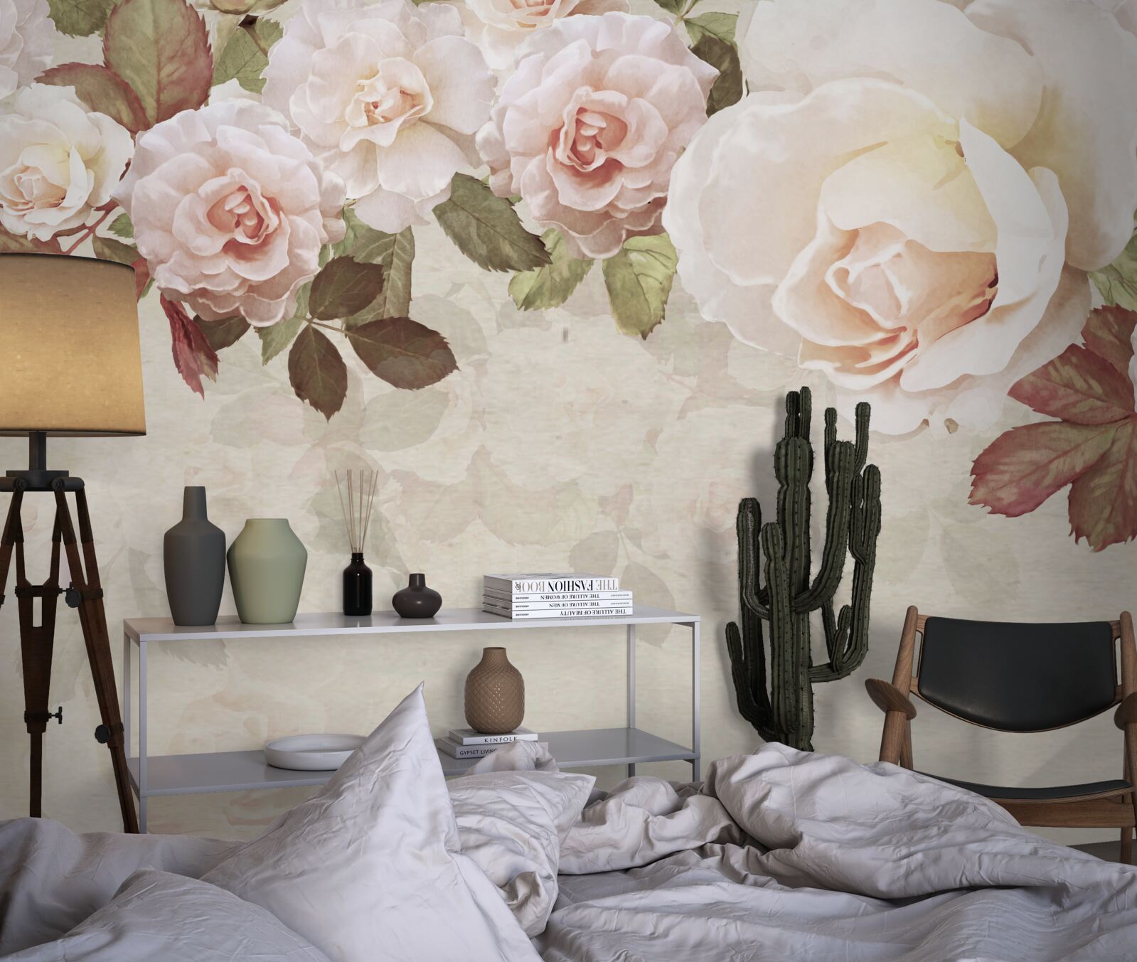 Фотошпалери ніжні рожеві бутони, виконані аквареллю