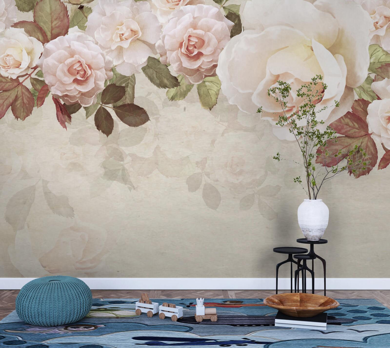 Фотошпалери ніжні рожеві бутони, виконані аквареллю