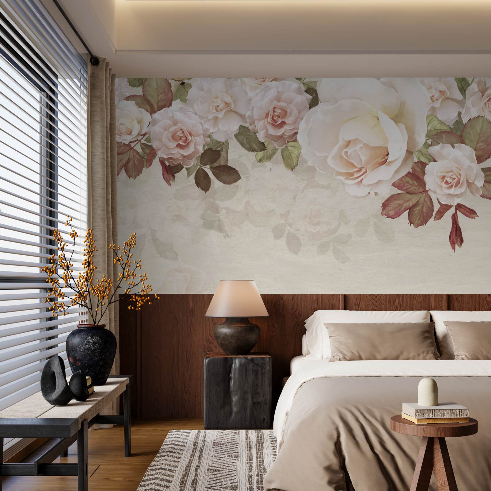 Фотошпалери ніжні рожеві бутони, виконані аквареллю