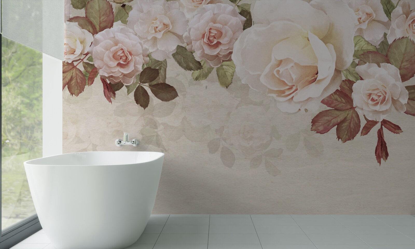 Фотошпалери ніжні рожеві бутони, виконані аквареллю