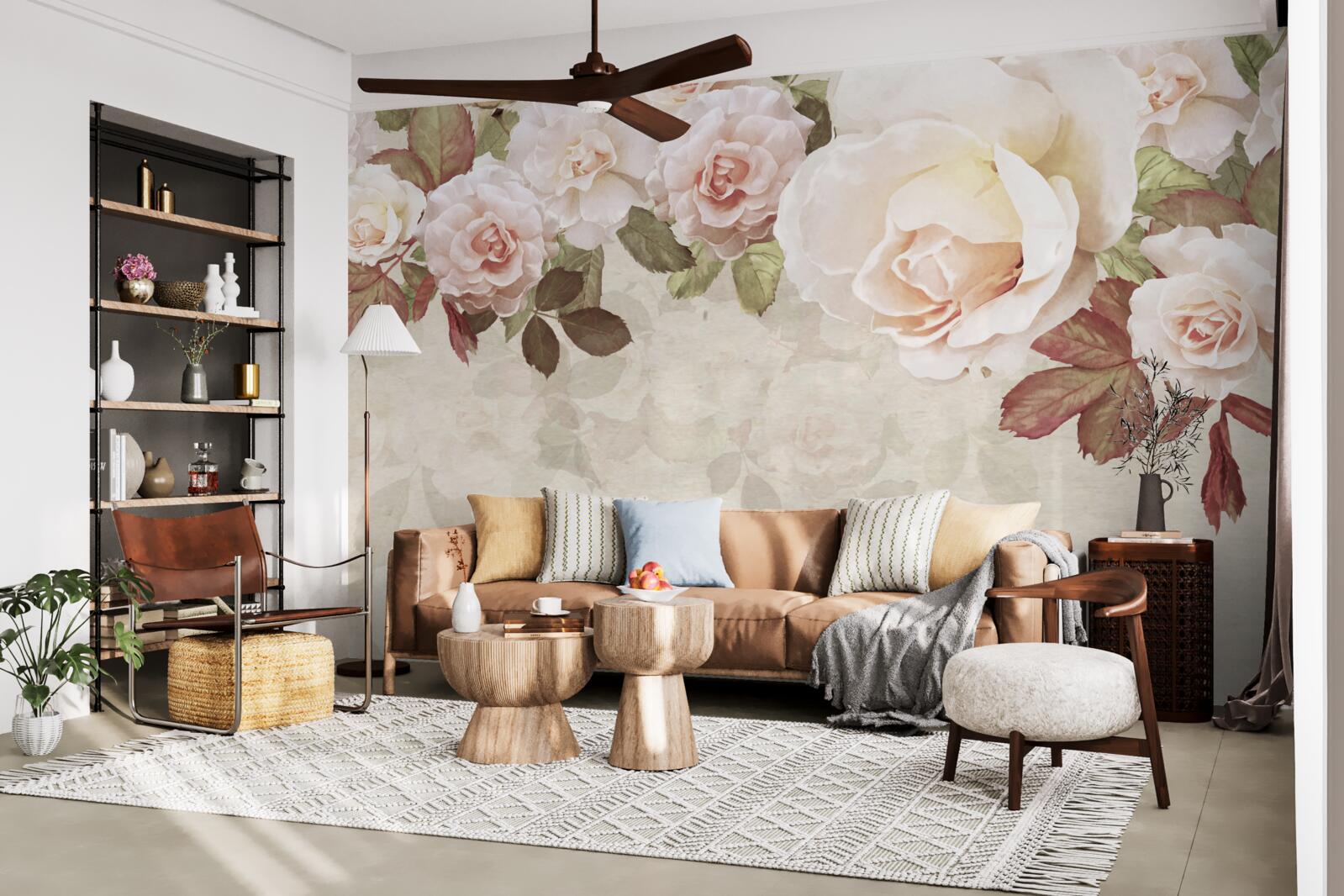 Фотошпалери ніжні рожеві бутони, виконані аквареллю