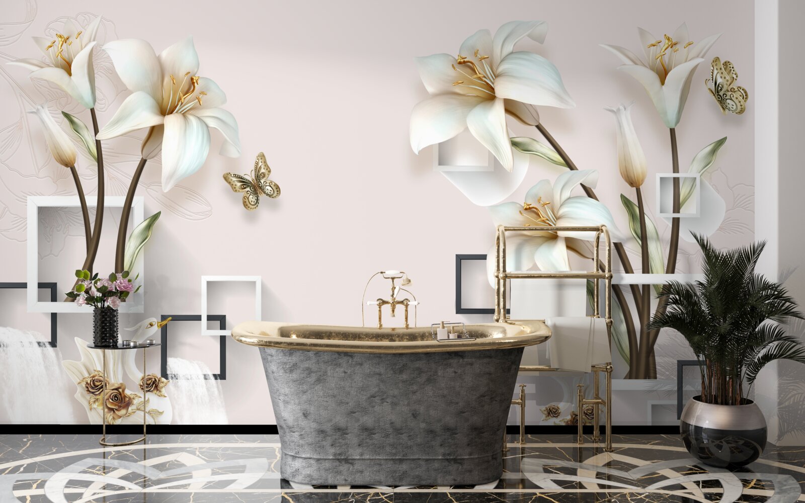 Фотошпалери квадратні рамки для квітів