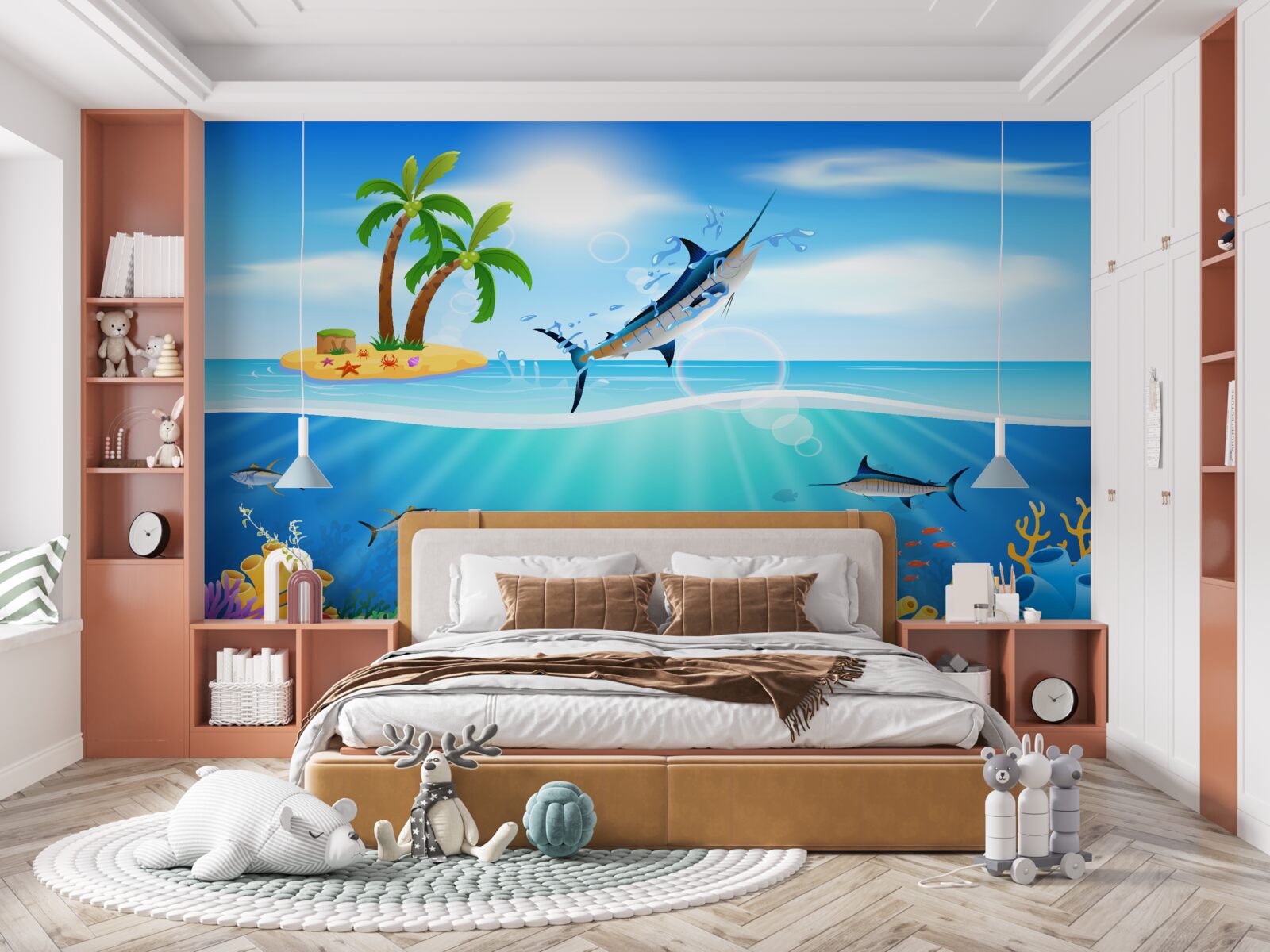 Фотошпалери хижа риба вистрибує з моря