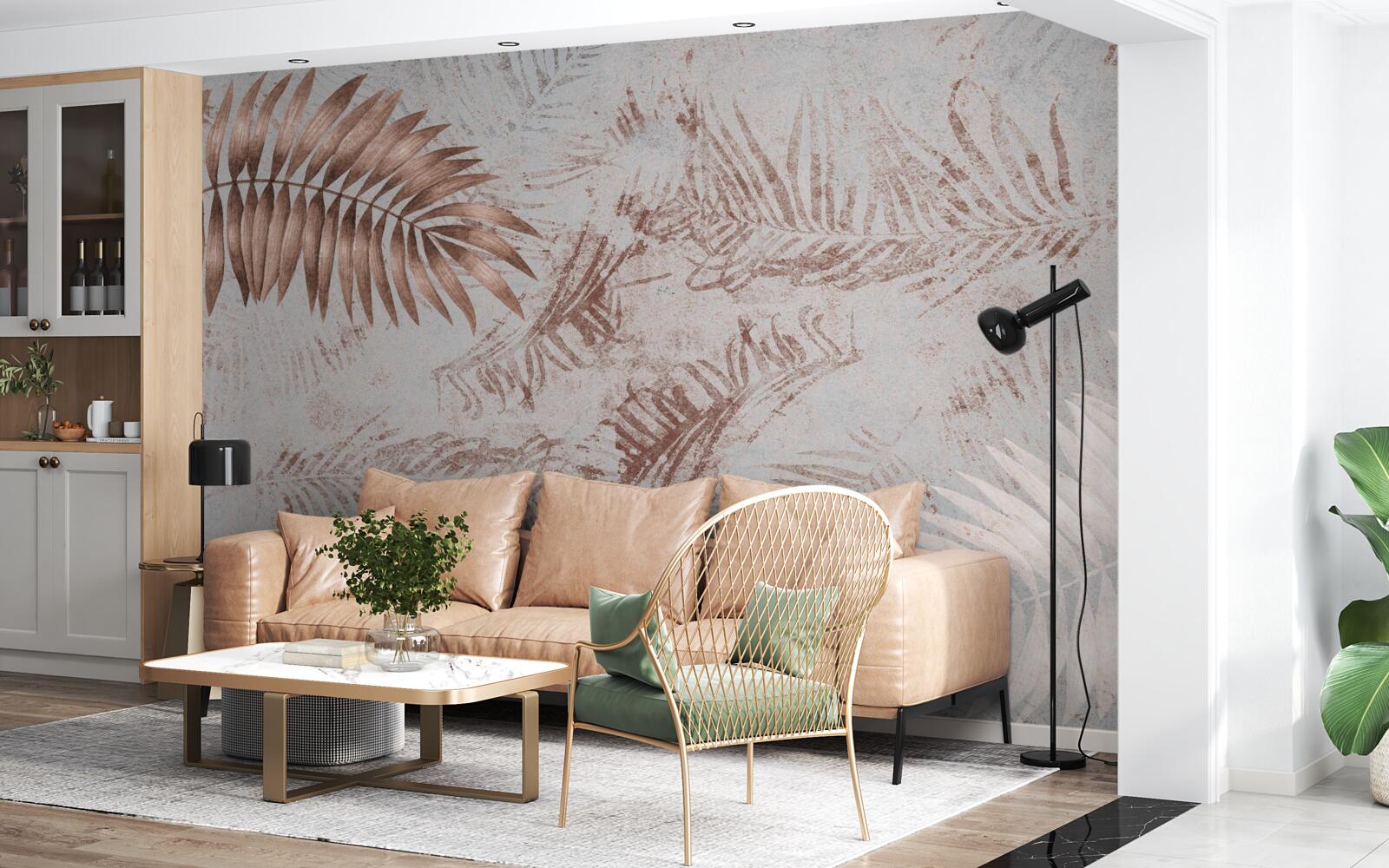 Фотошпалери коричнева та біла папороть