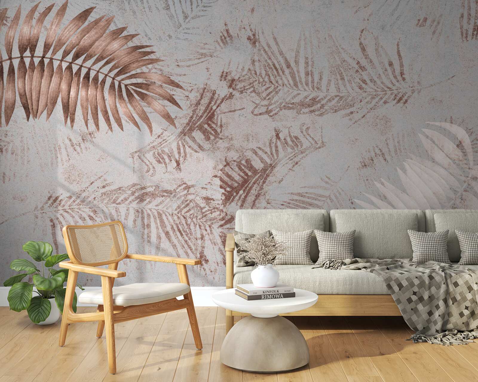 Фотошпалери коричнева та біла папороть