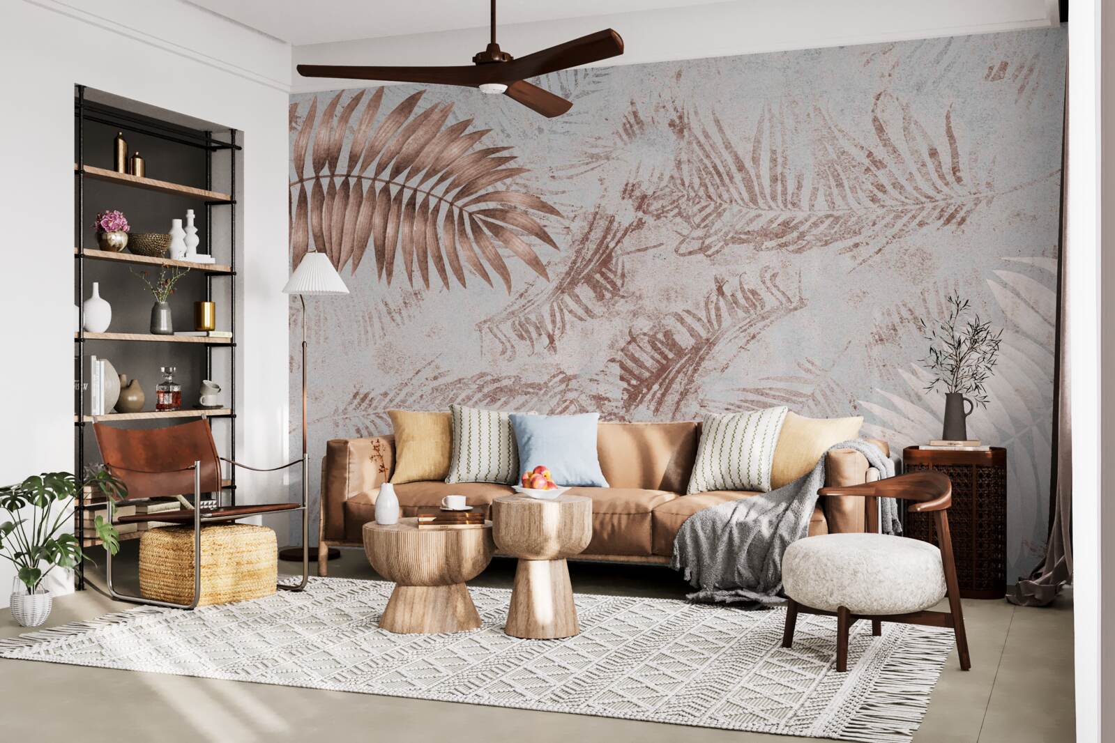 Фотошпалери коричнева та біла папороть