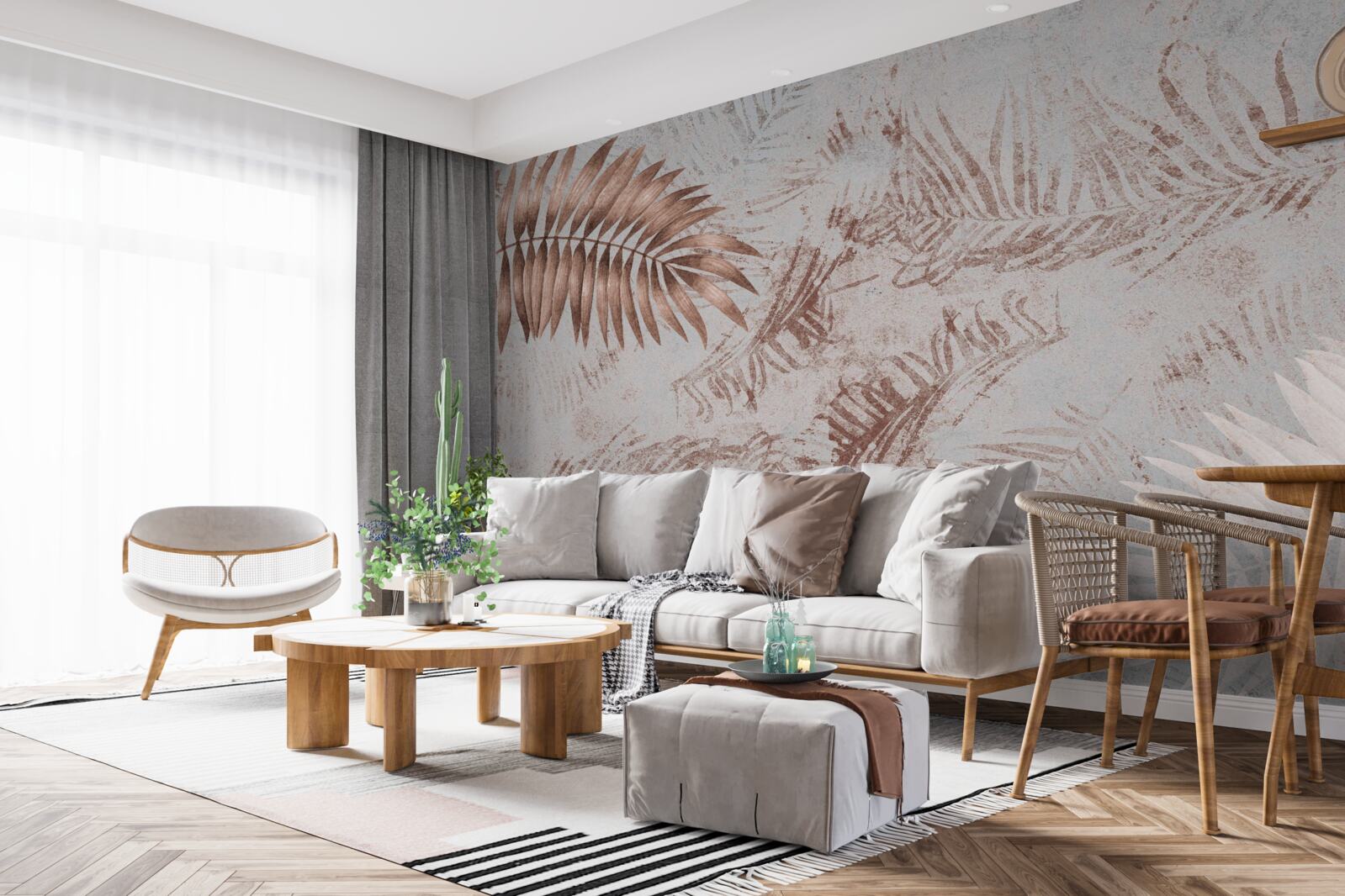 Фотошпалери коричнева та біла папороть