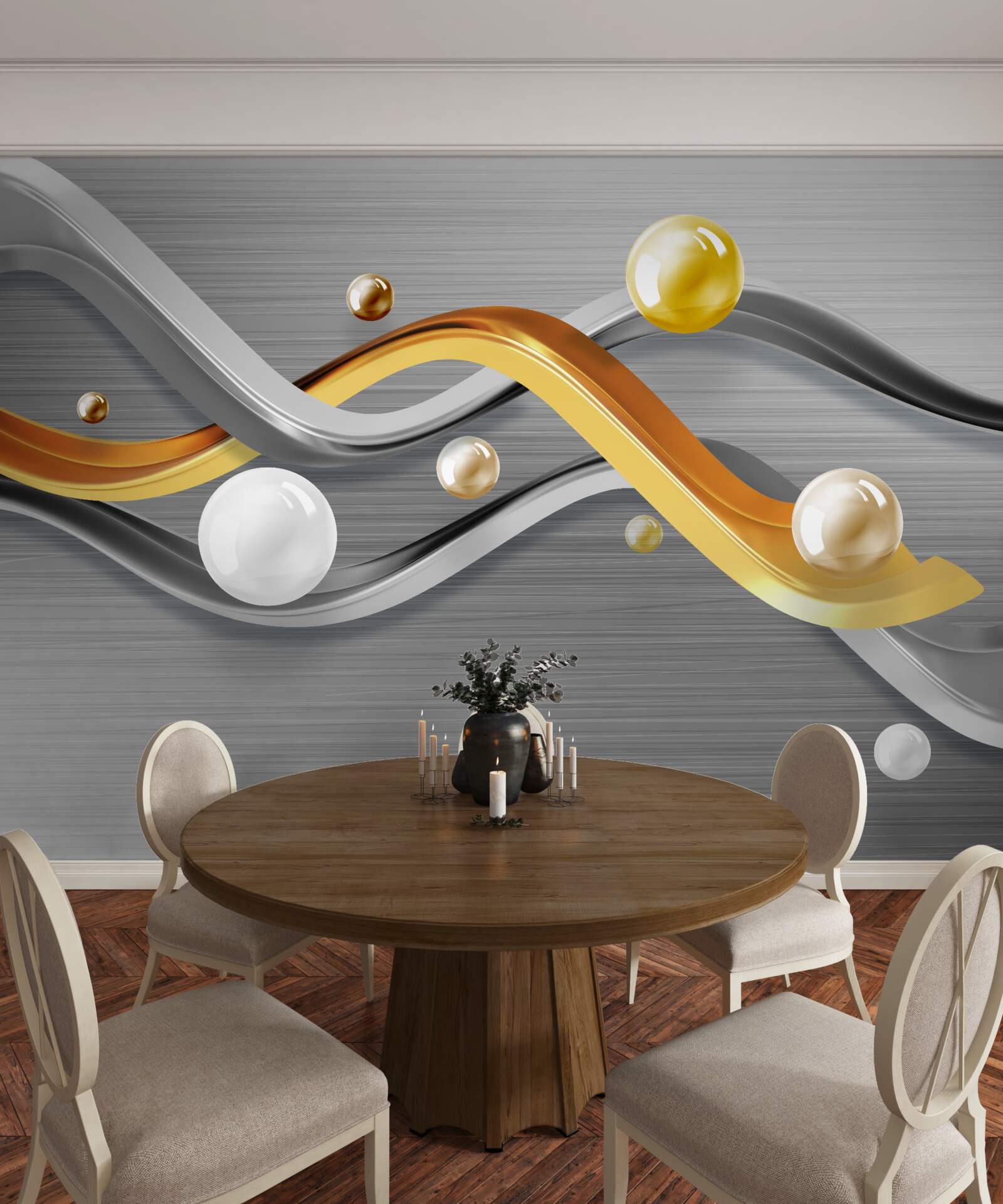 Фотошпалери лінії та сфери в абстракції