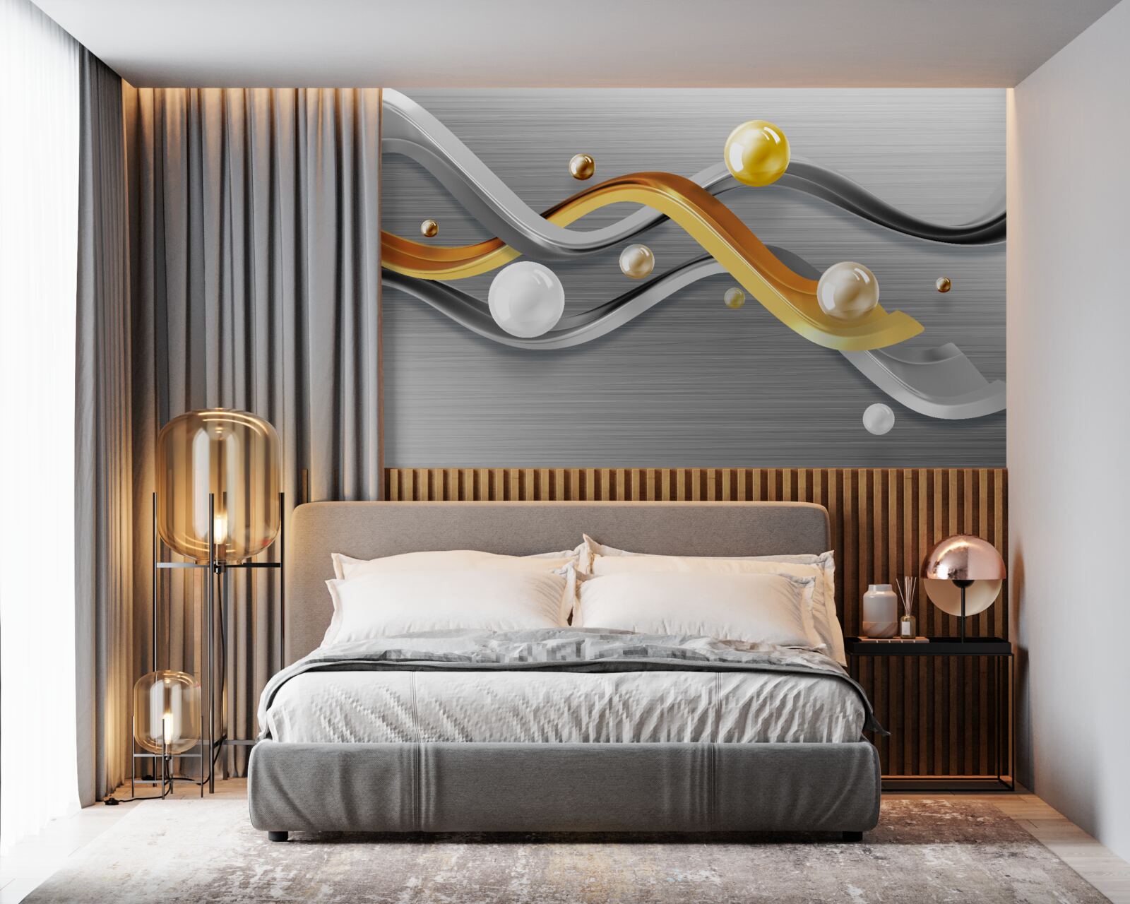 Фотошпалери лінії та сфери в абстракції