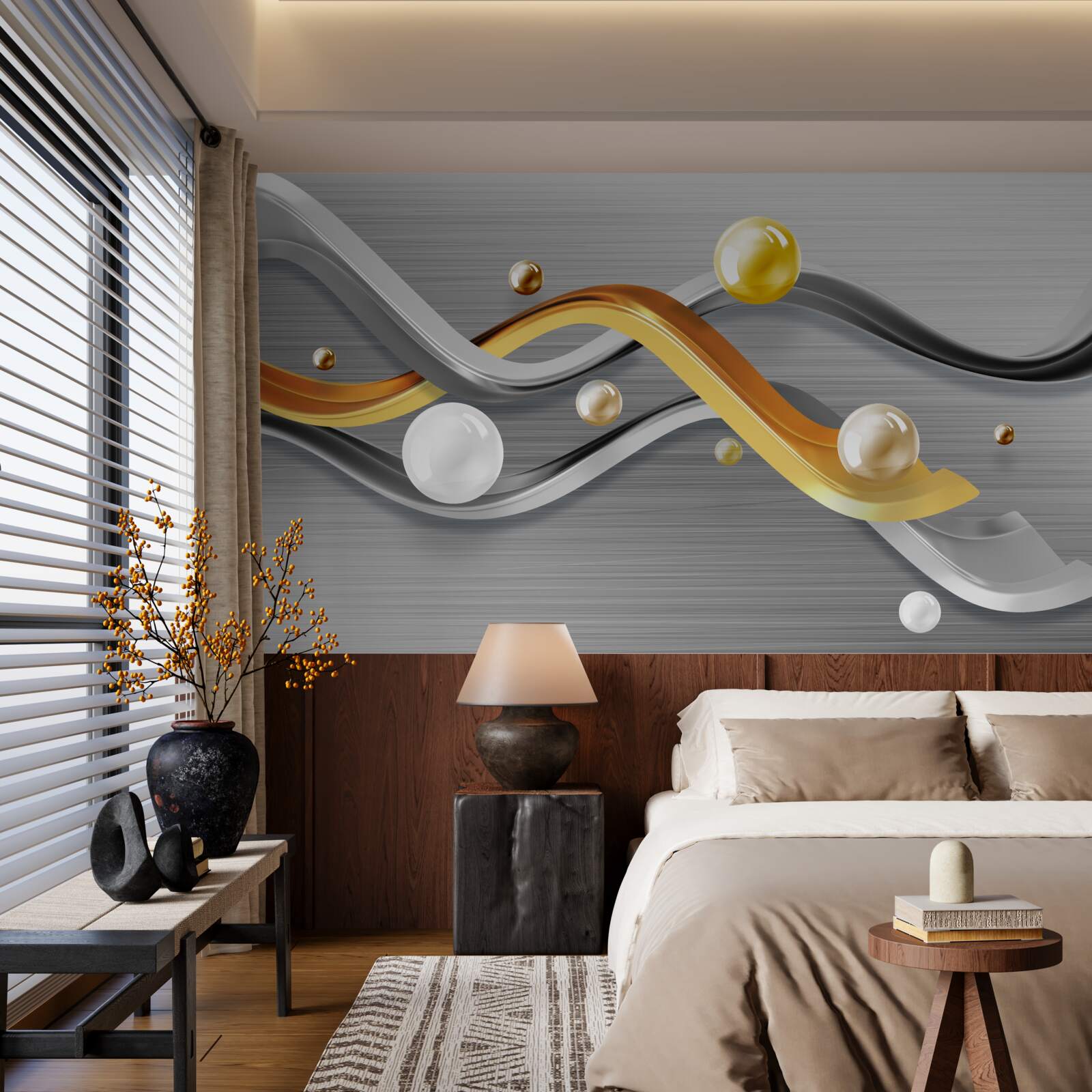 Фотошпалери лінії та сфери в абстракції