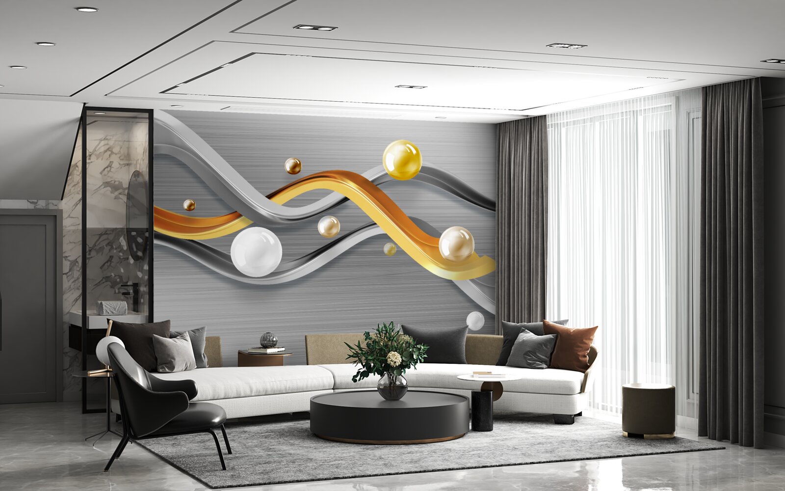 Фотошпалери лінії та сфери в абстракції