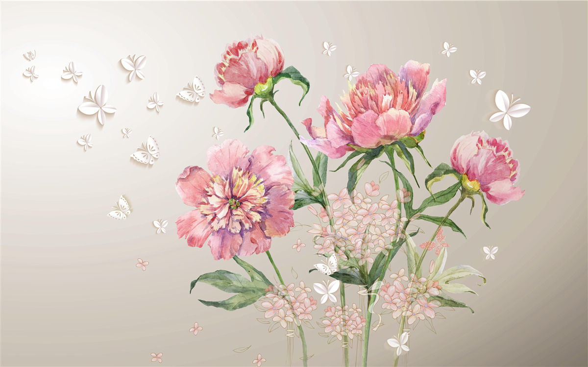 Фотошпалери ніжні весняні квіти в ніжних рожевих тонах