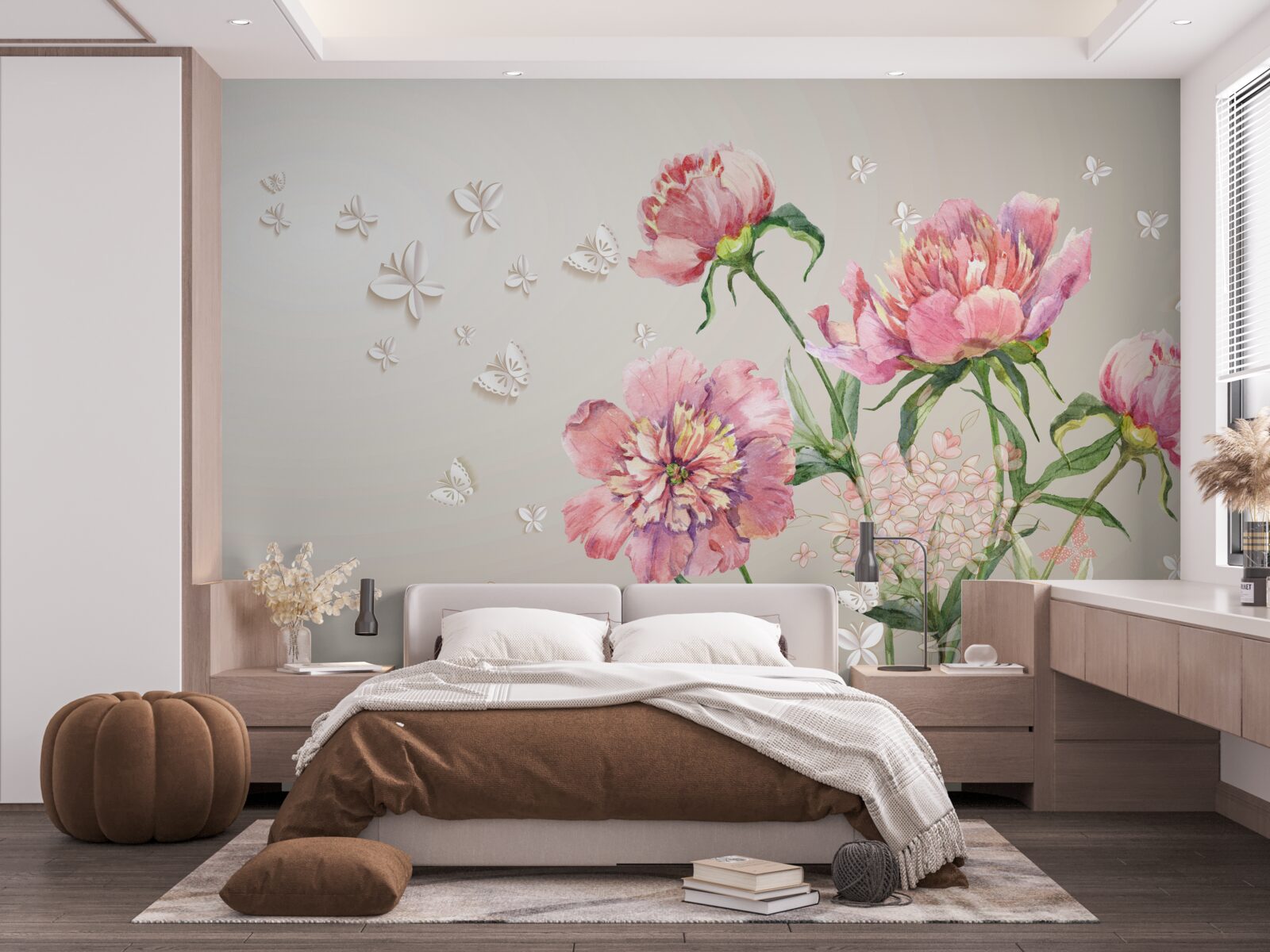 Фотошпалери ніжні весняні квіти в ніжних рожевих тонах