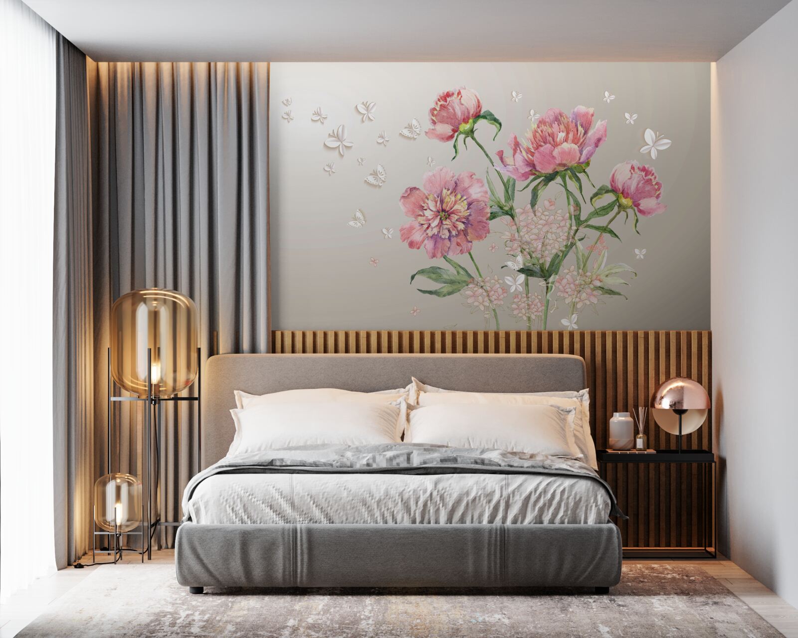 Фотошпалери ніжні весняні квіти в ніжних рожевих тонах