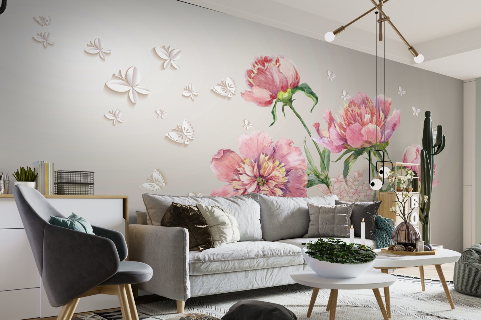 Фотошпалери ніжні весняні квіти в ніжних рожевих тонах