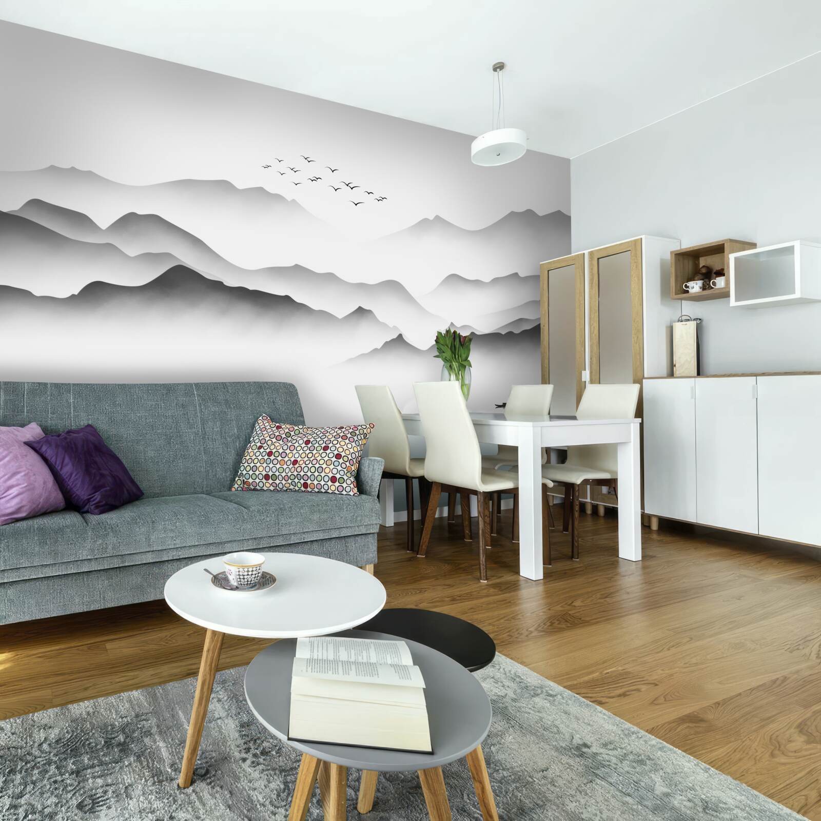 Фотошпалери ранок біля річки, оповитої туманом