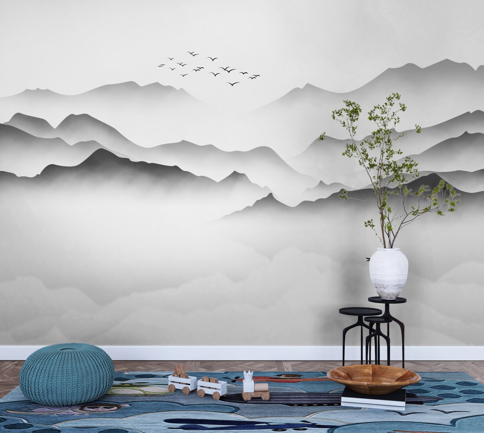 Фотошпалери ранок біля річки, оповитої туманом