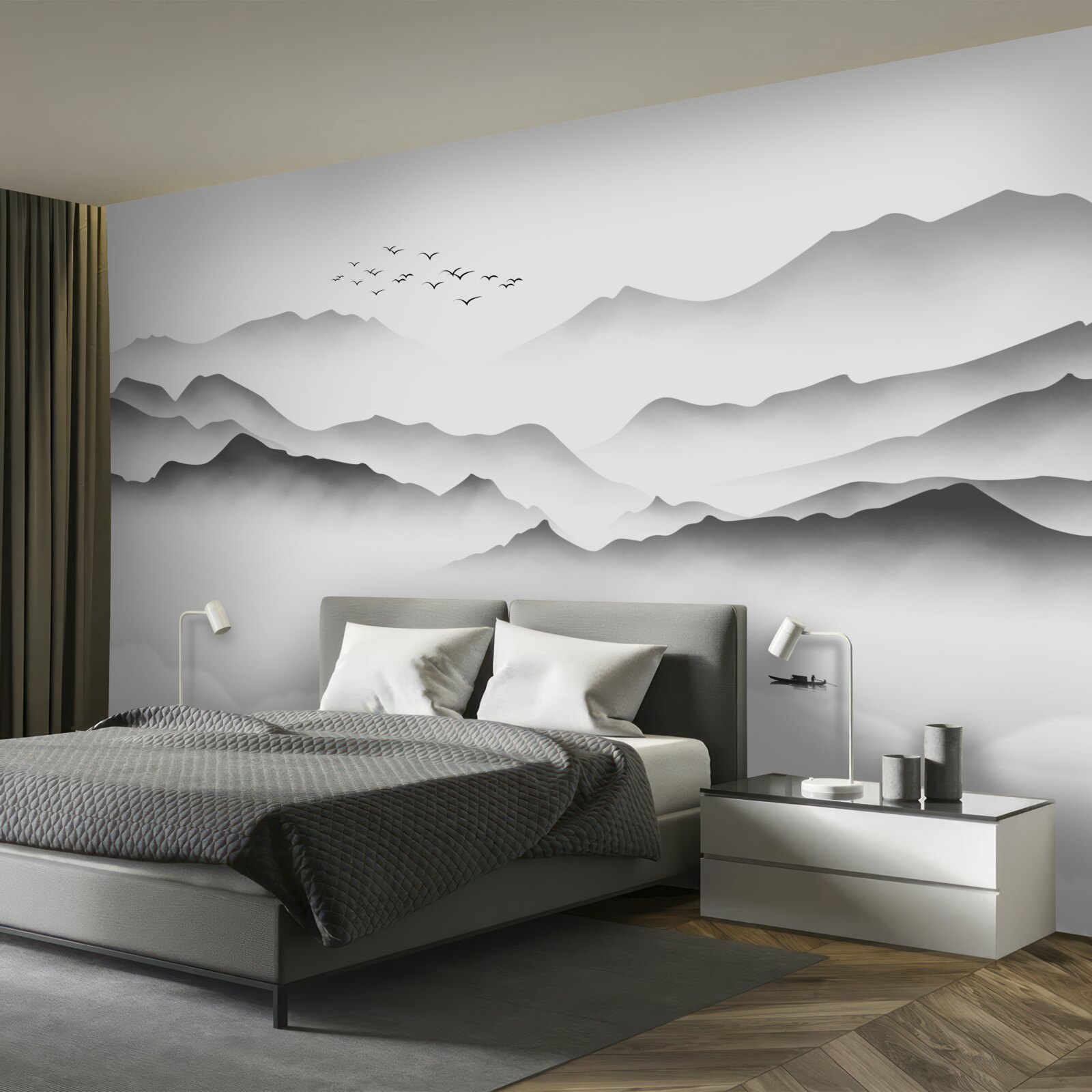 Фотошпалери ранок біля річки, оповитої туманом