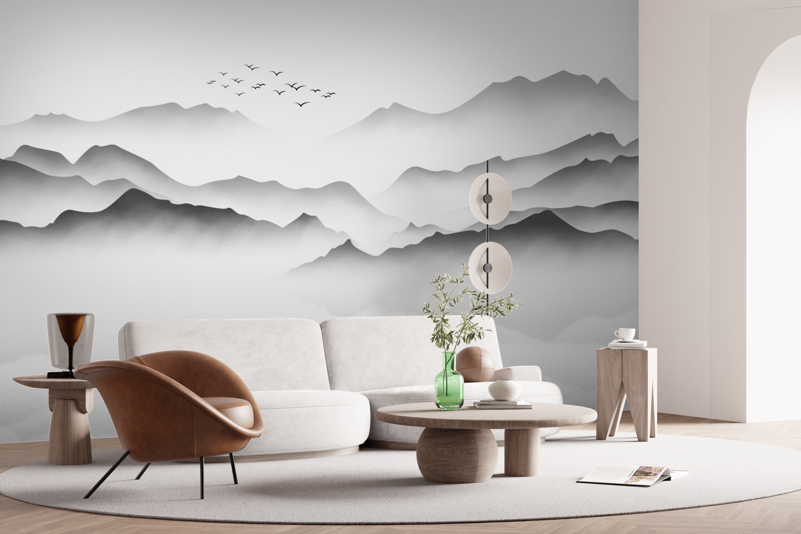 Фотошпалери ранок біля річки, оповитої туманом