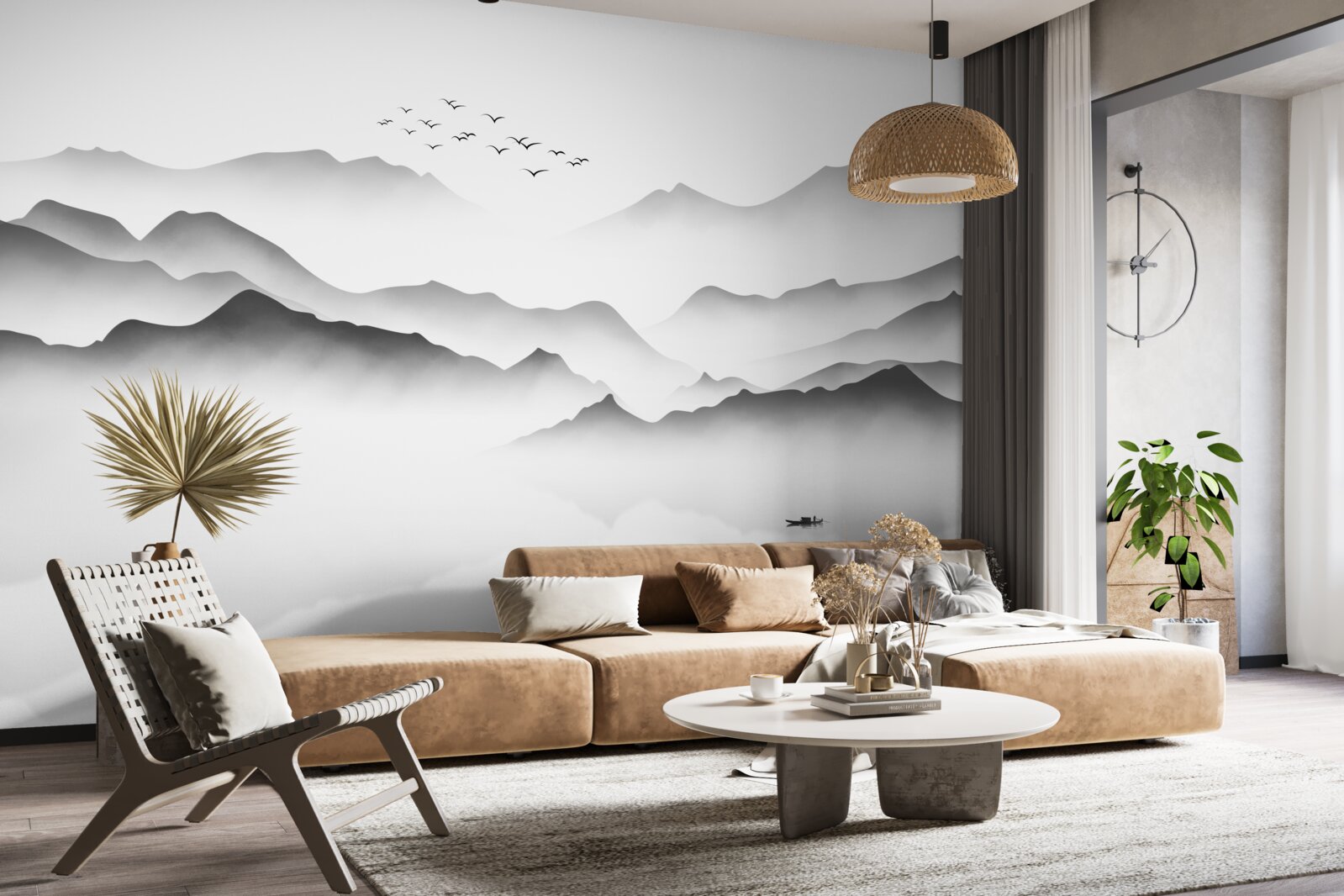 Фотошпалери ранок біля річки, оповитої туманом