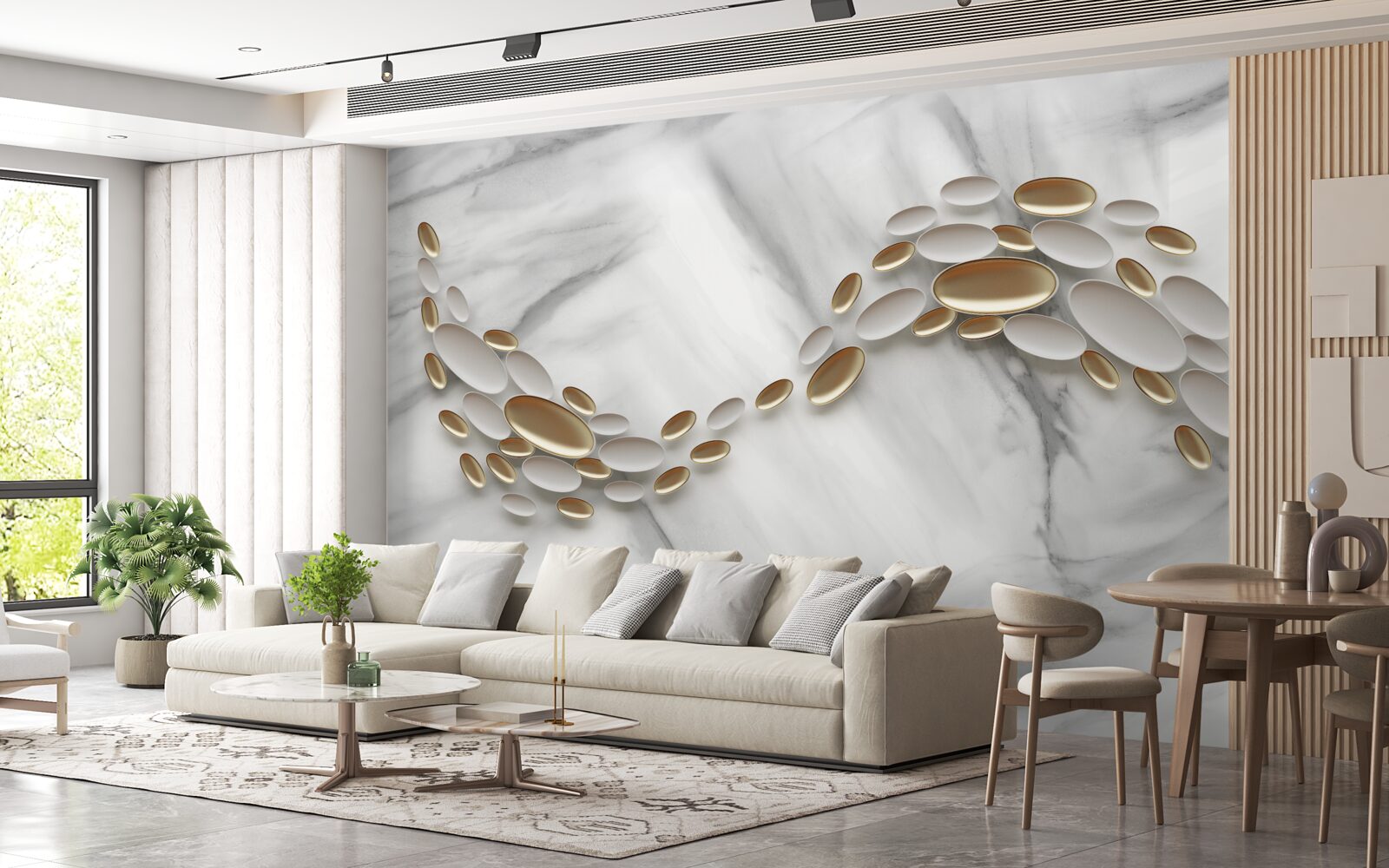 Фотошпалери золото переплітається з прожилками мармуру