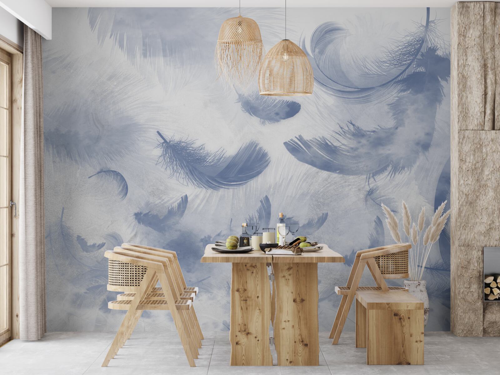 Фотошпалери літаюче пір'я неба