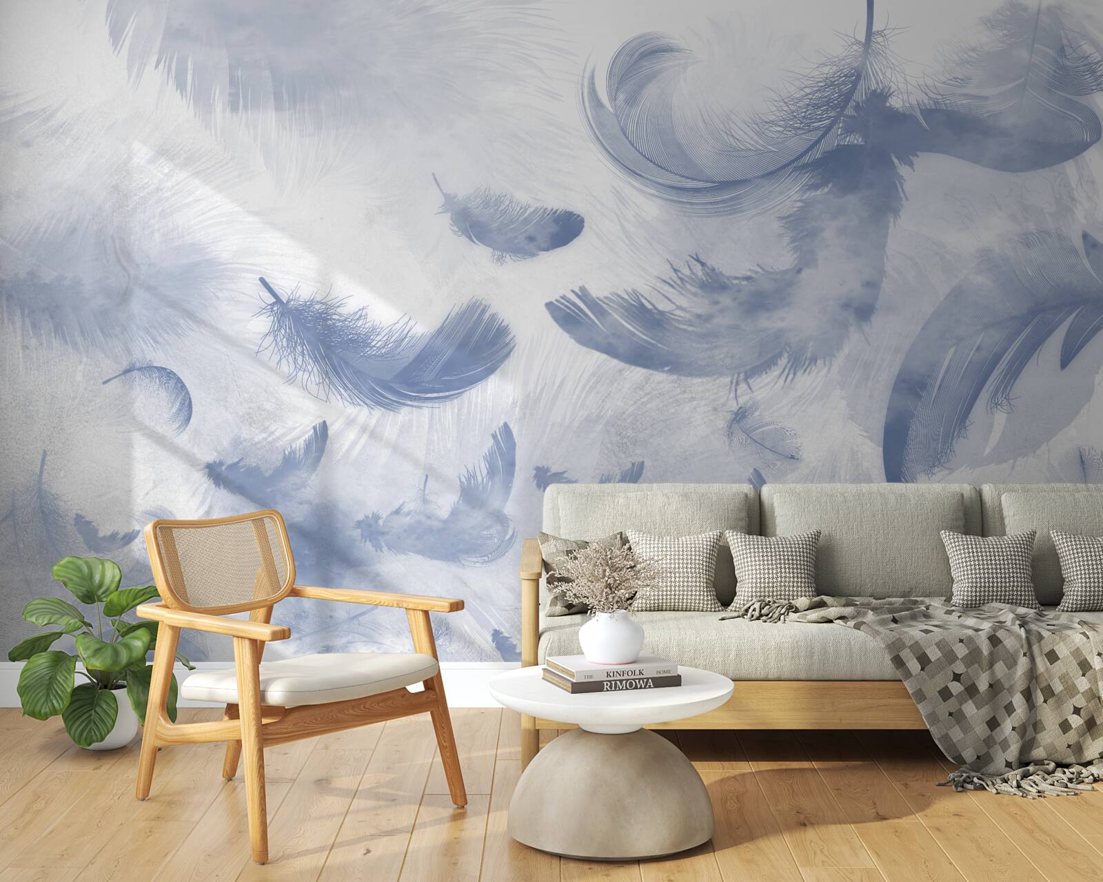 Фотошпалери літаюче пір'я неба