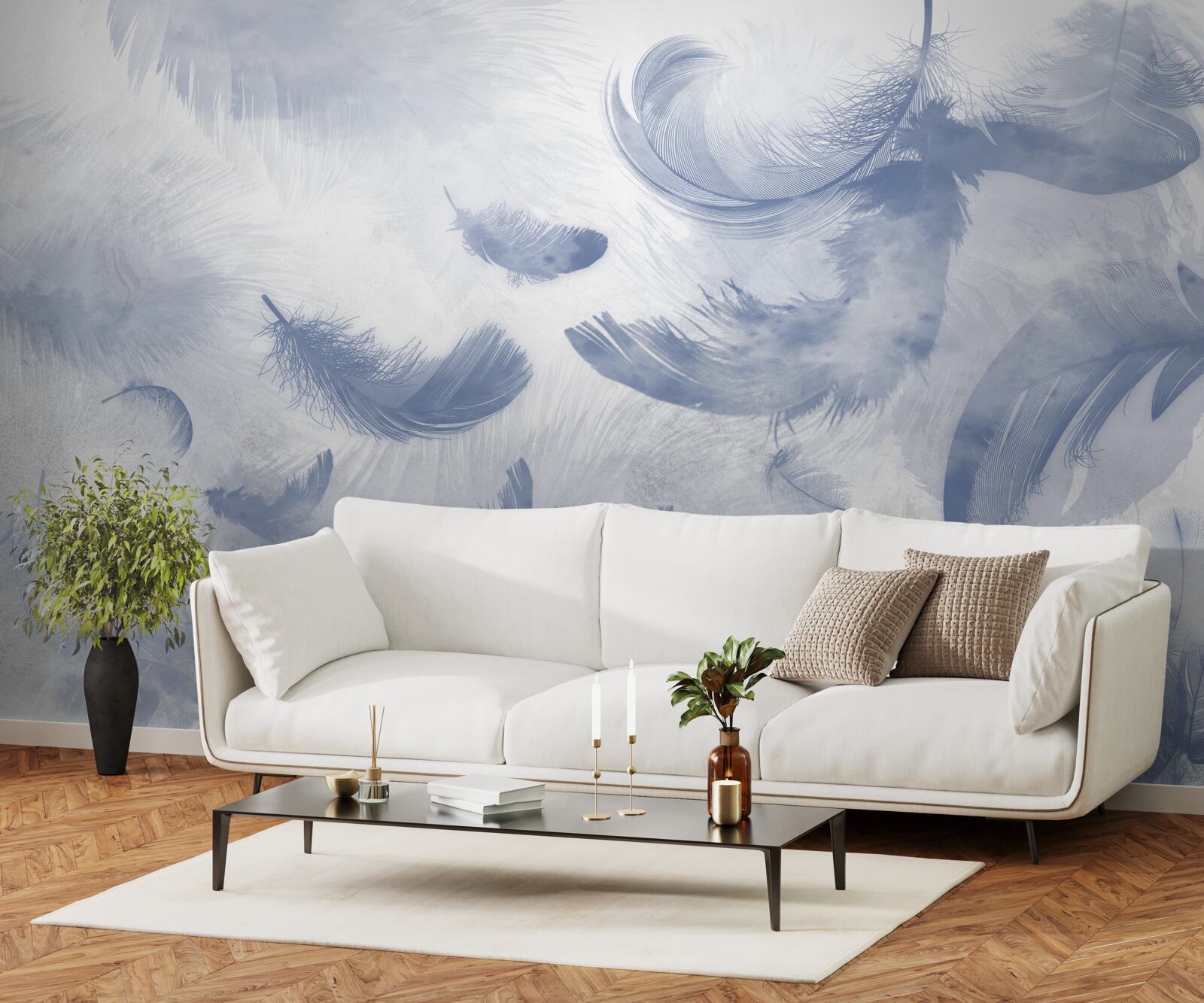 Фотошпалери літаюче пір'я неба