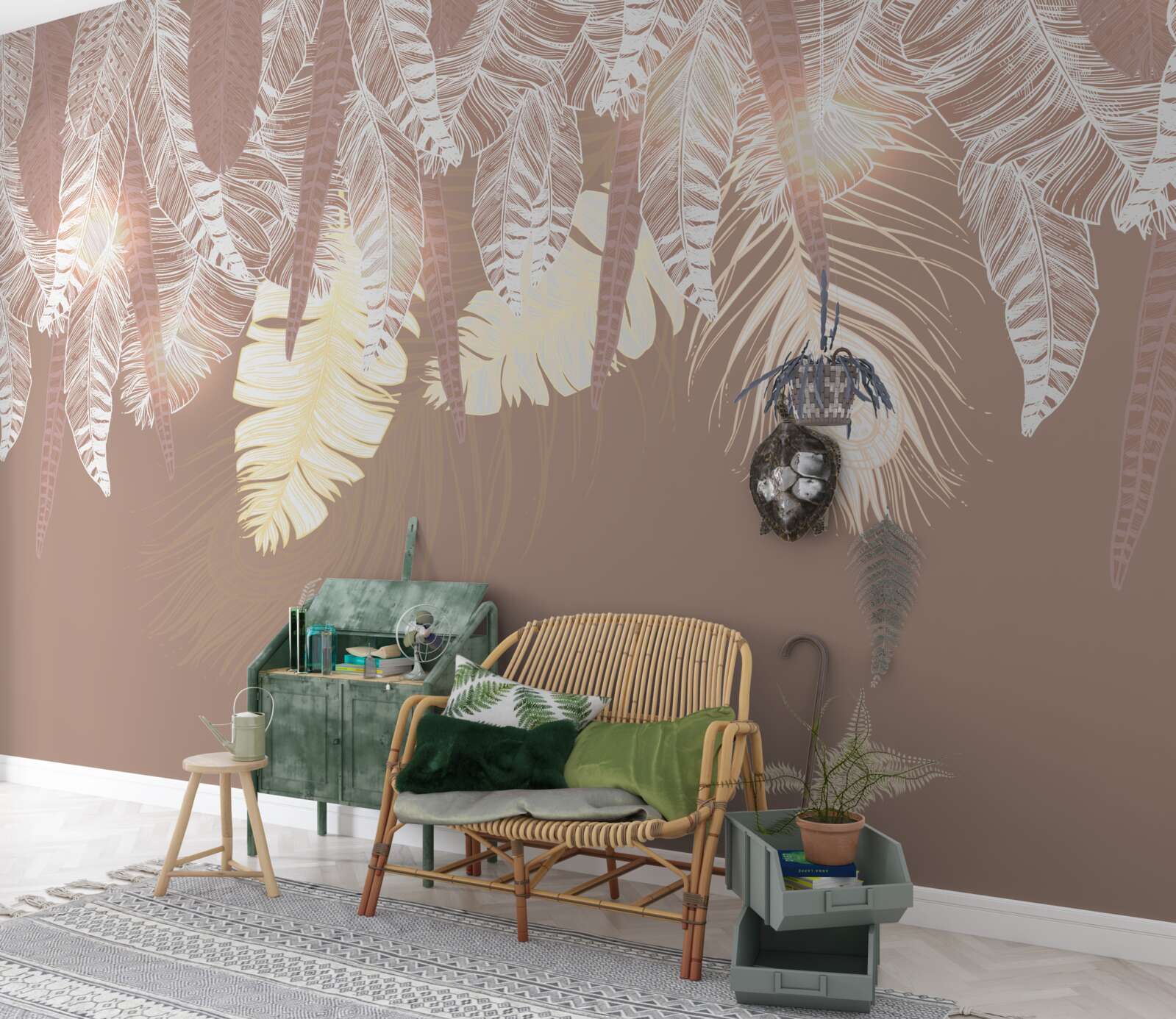 Фотошпалери листя папороті біле