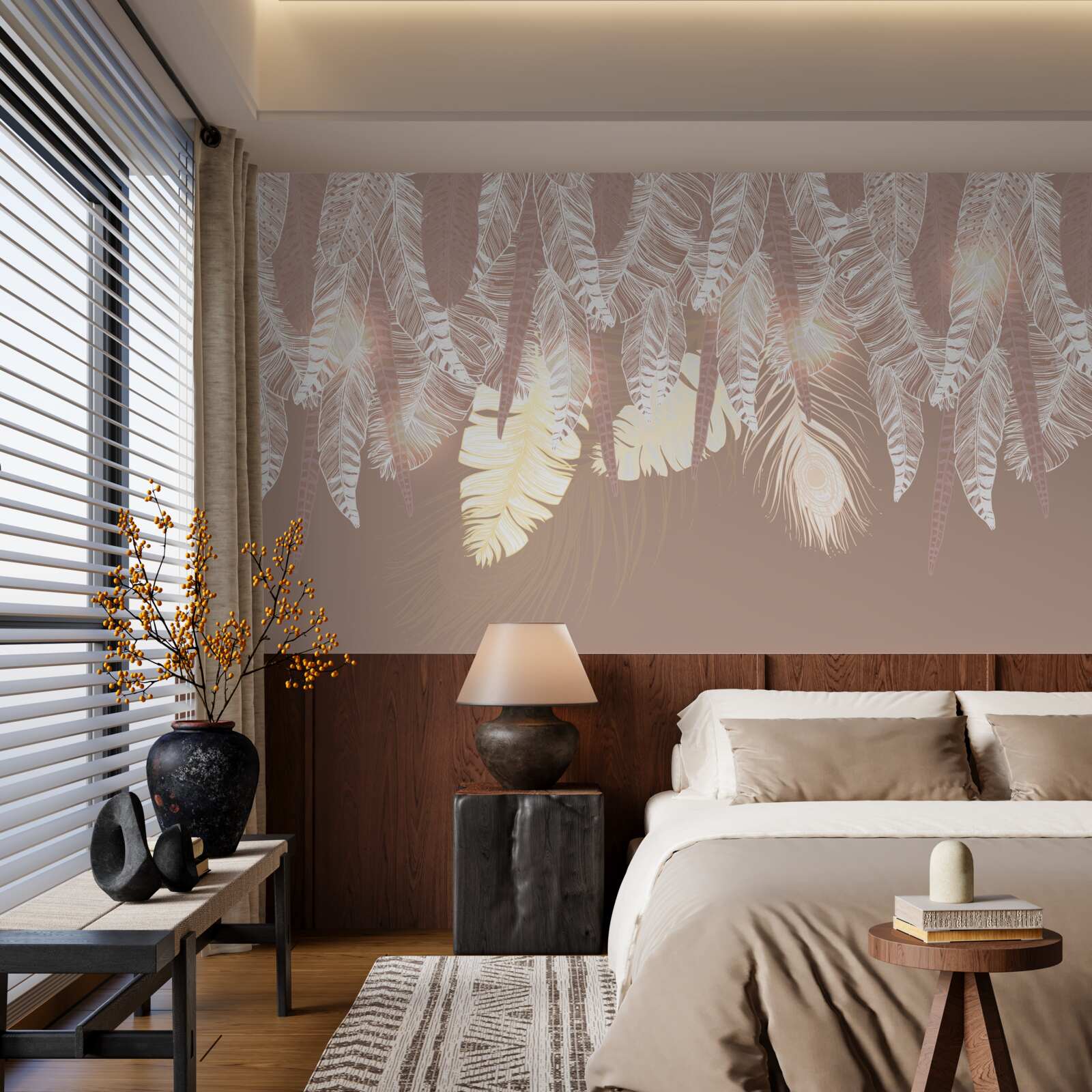 Фотошпалери листя папороті біле