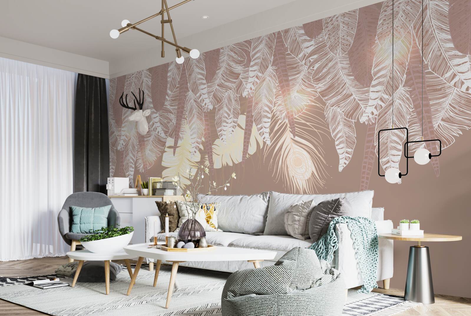 Фотошпалери листя папороті біле