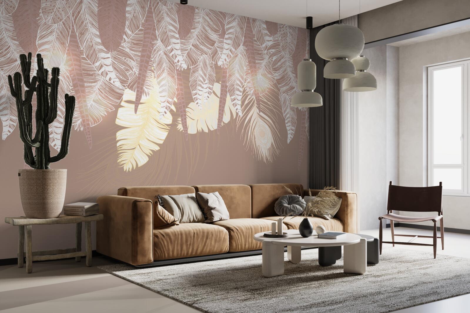 Фотошпалери листя папороті біле