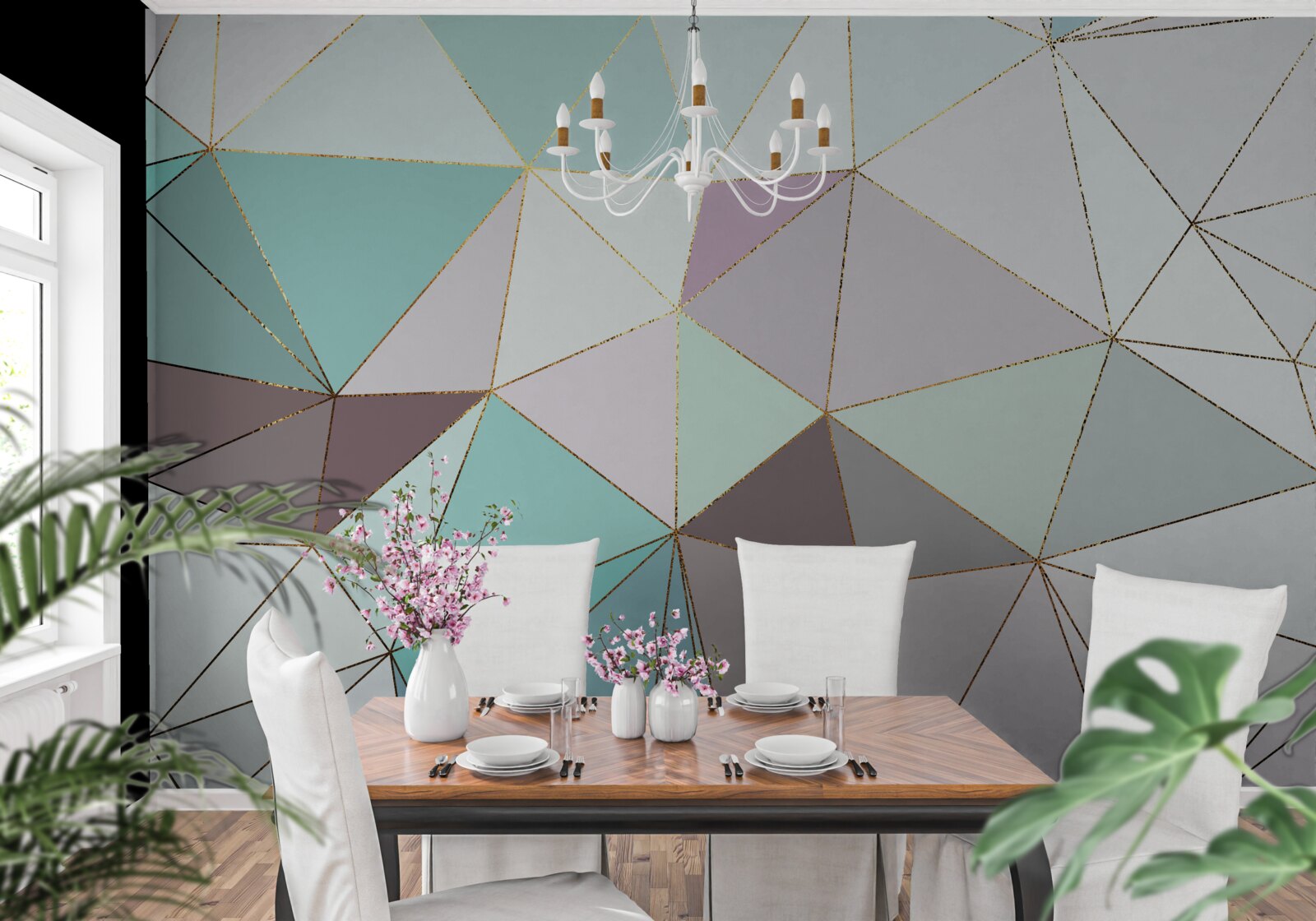 Фотошпалери геометричні фігури на мармуровій поверхні