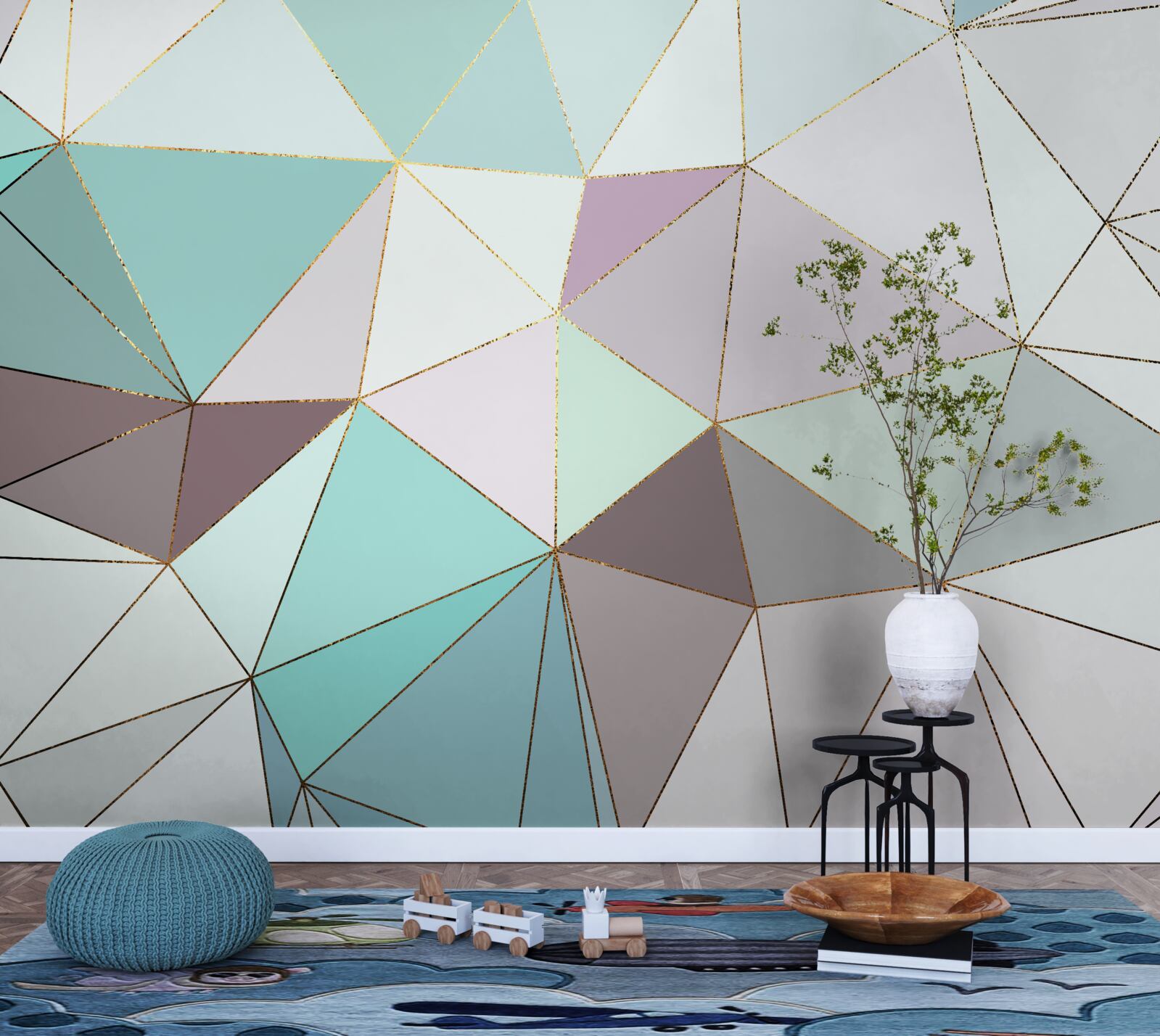 Фотошпалери геометричні фігури на мармуровій поверхні