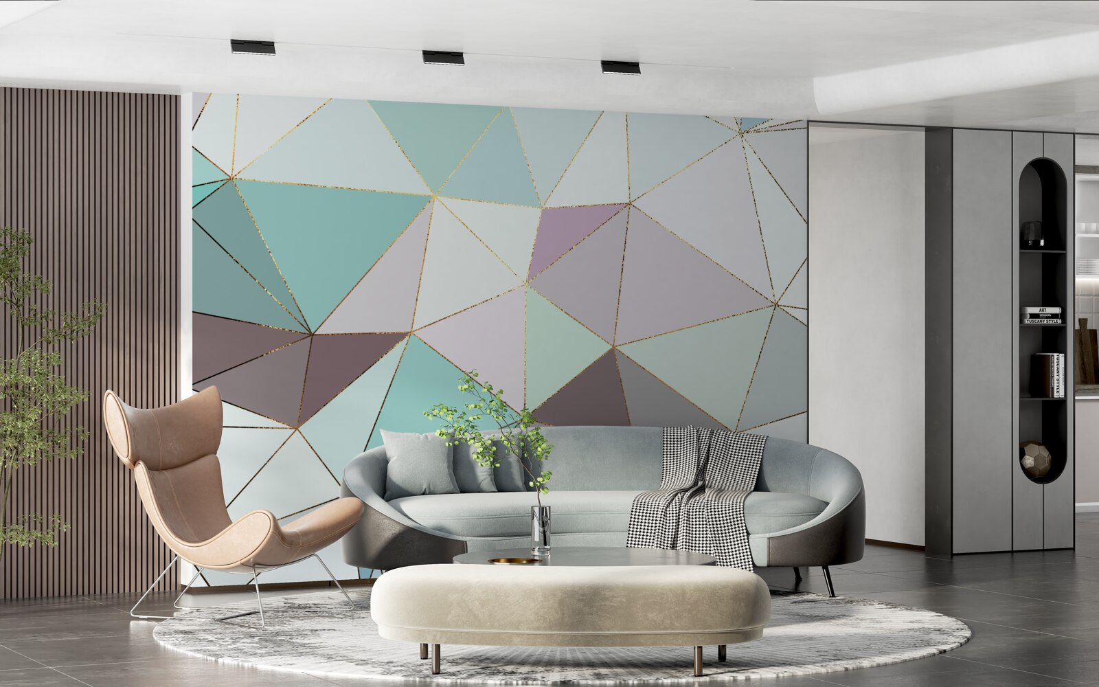 Фотошпалери геометричні фігури на мармуровій поверхні