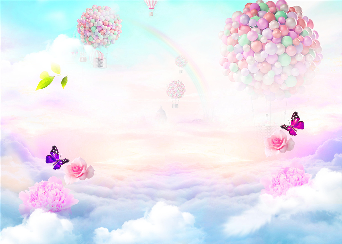 Фотошпалери повітряні кульки та пурхаючі метелики