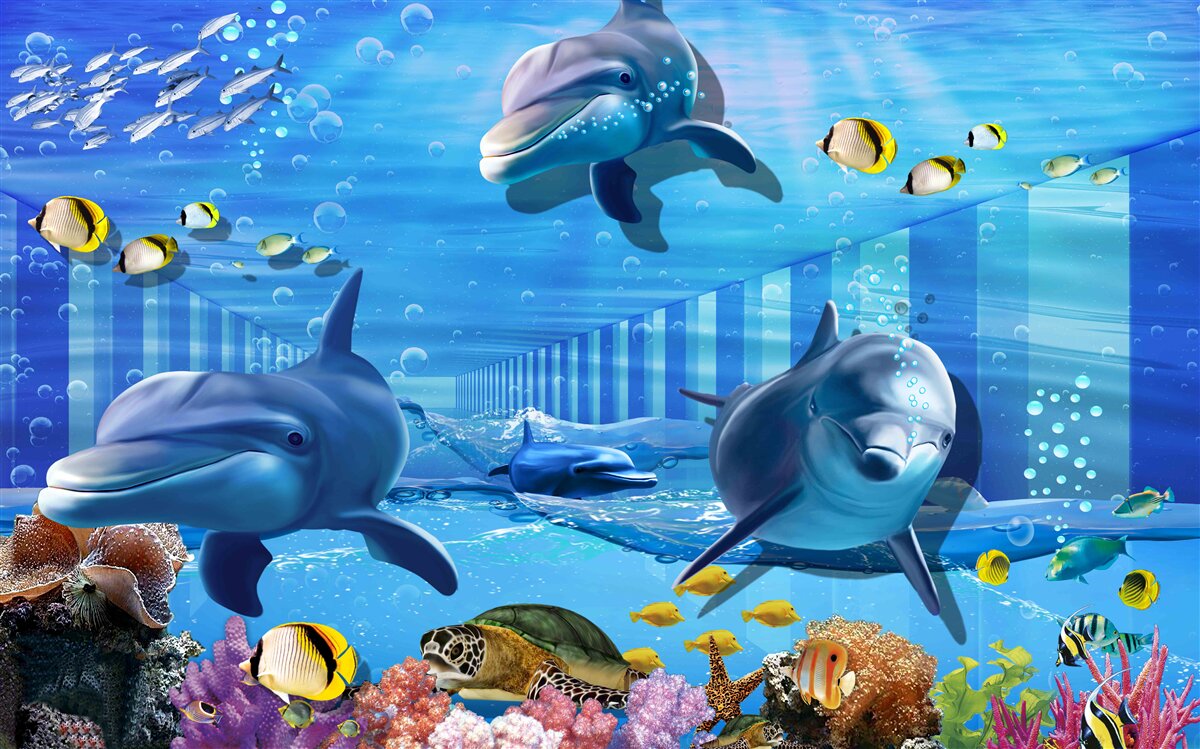 Фотошпалери глибоководні мешканці в тунелі