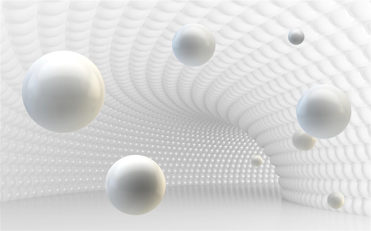 Фотошпалери плаваючі білі кульки в коридорі