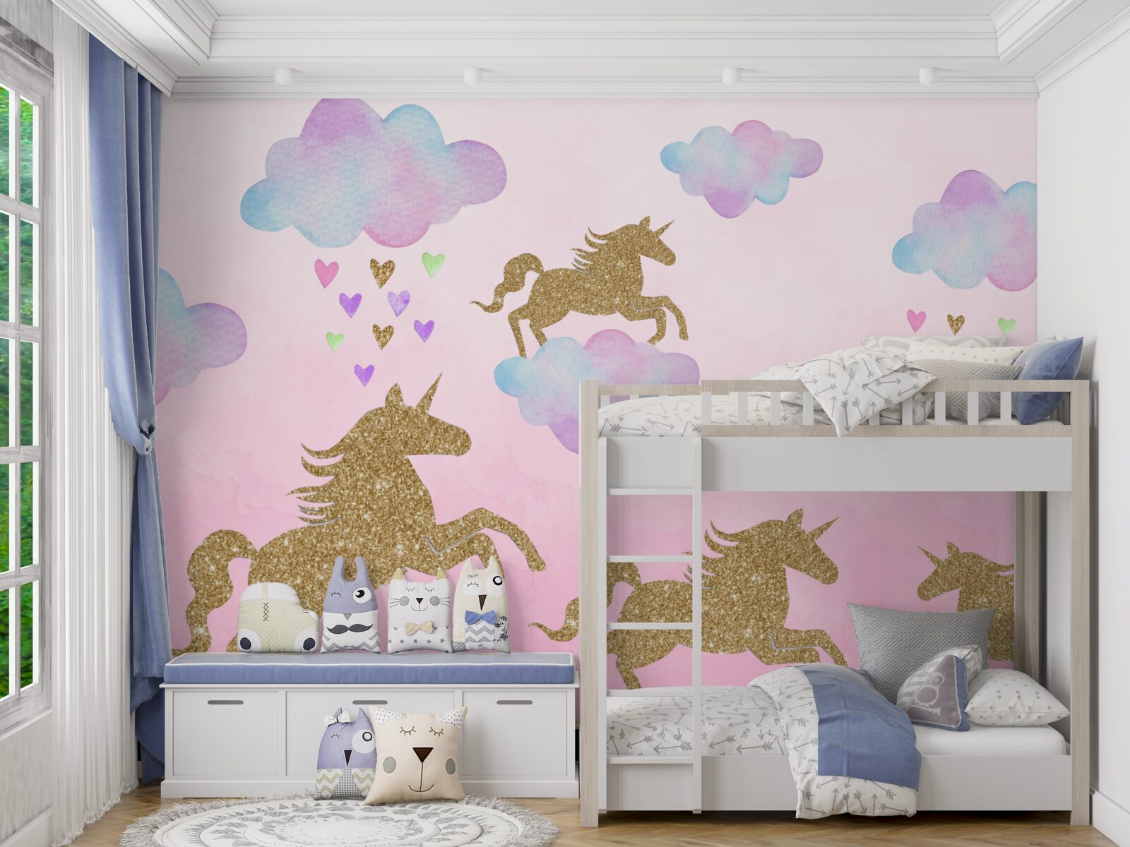 Фотошпалери єдинороги грають у хмарах