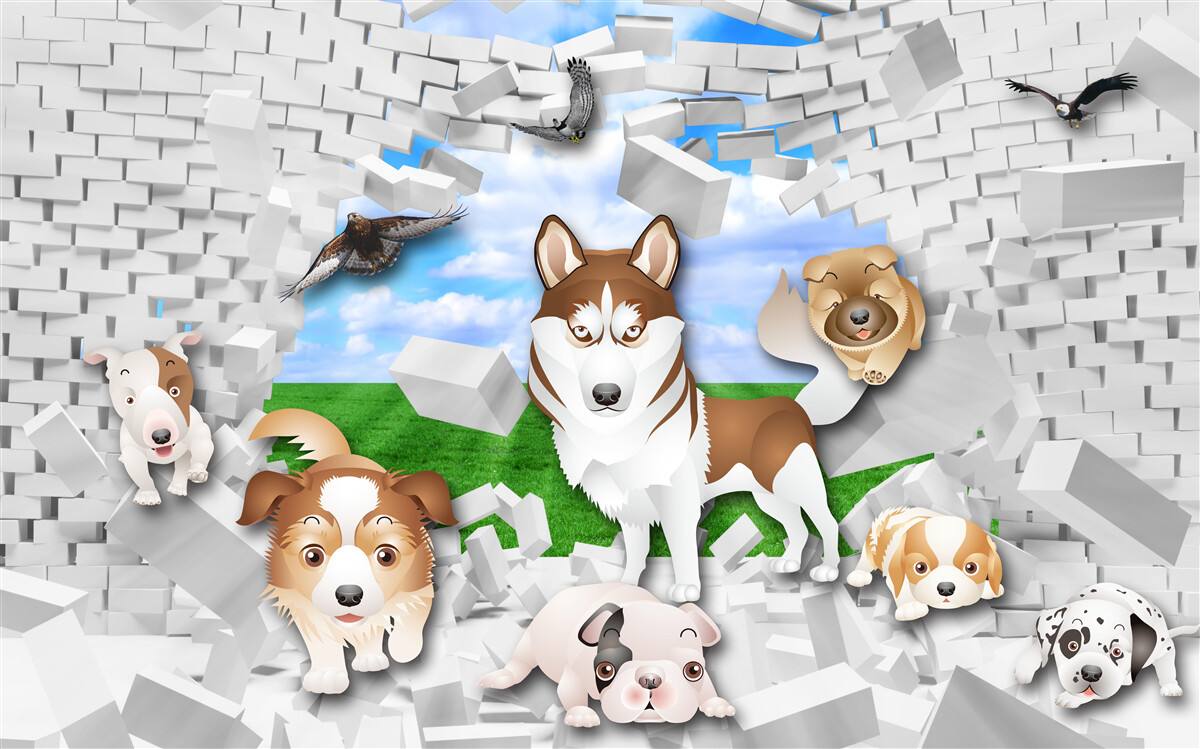 Фотошпалери анімаційні собаки подолали бар'єр