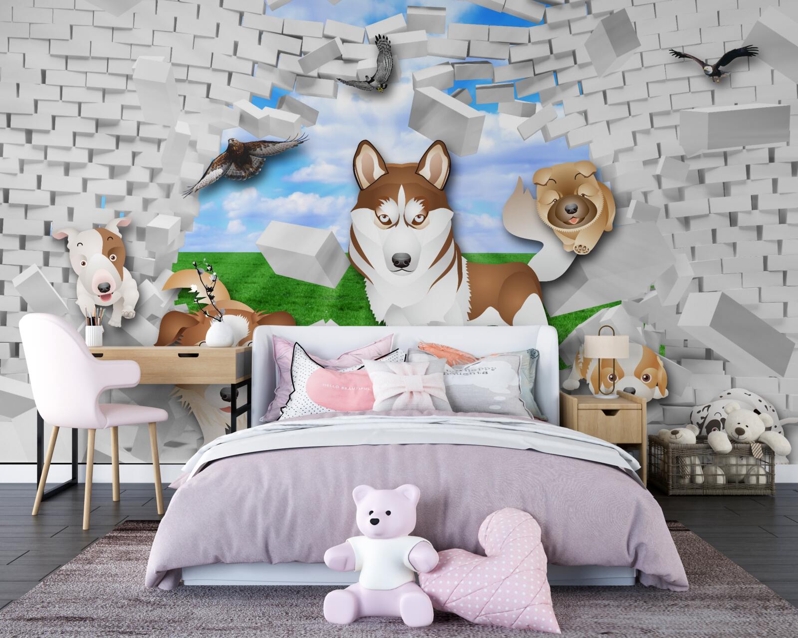 Фотошпалери анімаційні собаки подолали бар'єр