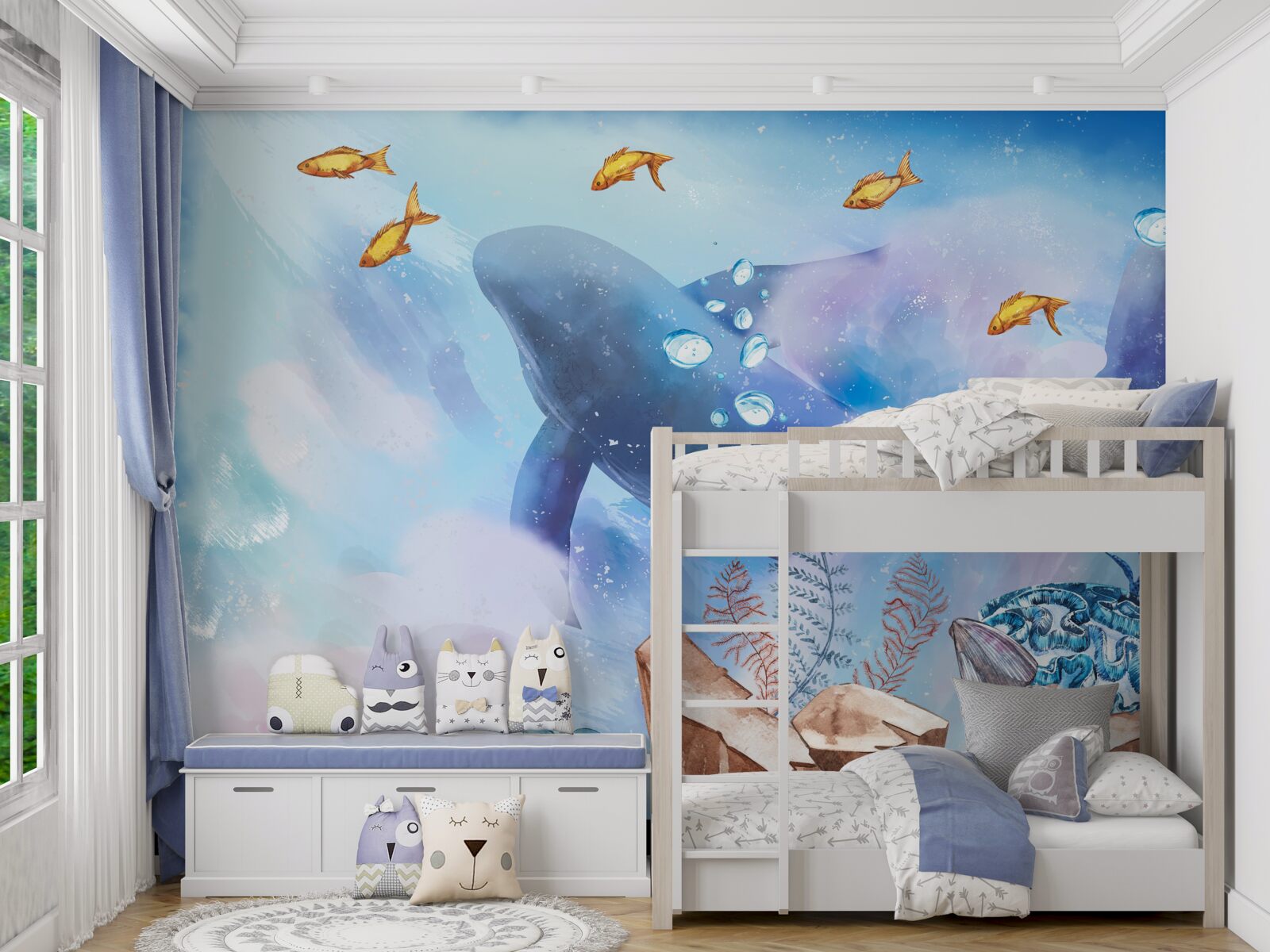 Фотошпалери синій кит під водою