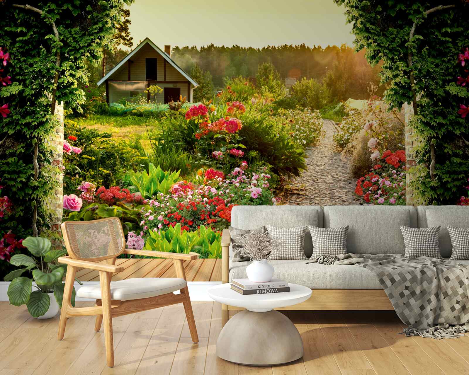 Фотошпалери природний ландшафт з будинком