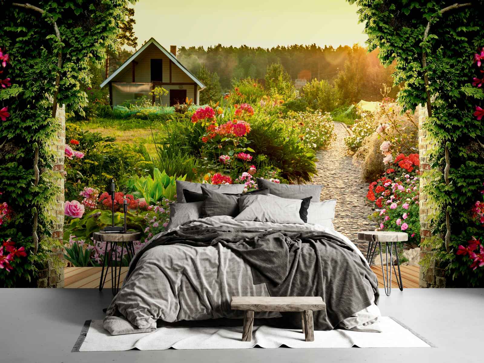 Фотошпалери природний ландшафт з будинком