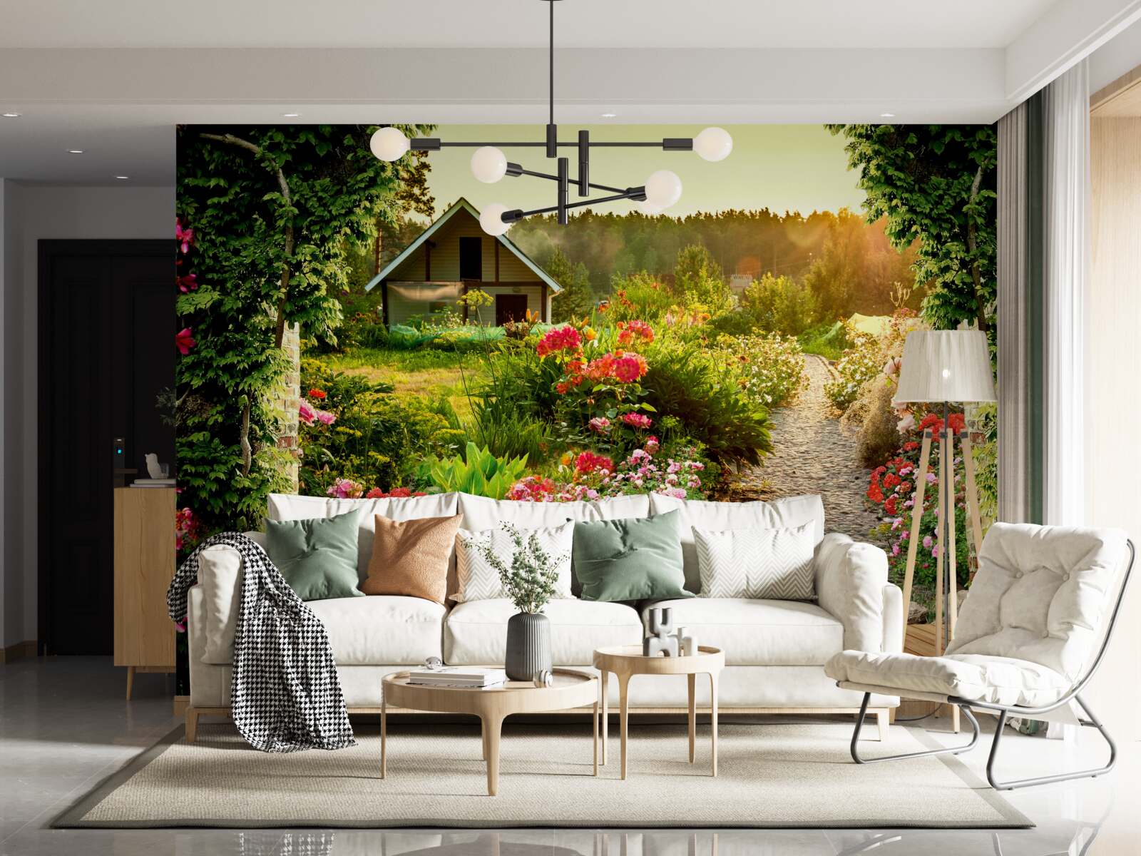 Фотошпалери природний ландшафт з будинком