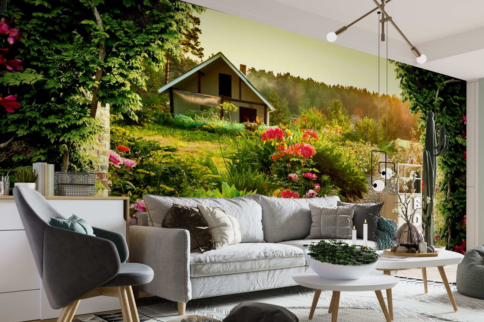 Фотошпалери природний ландшафт з будинком