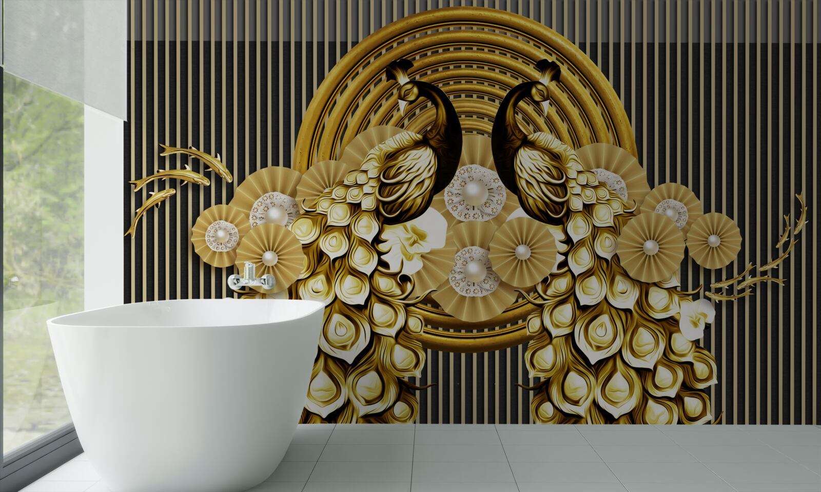 Фотошпалери вироби із зображенням павичів