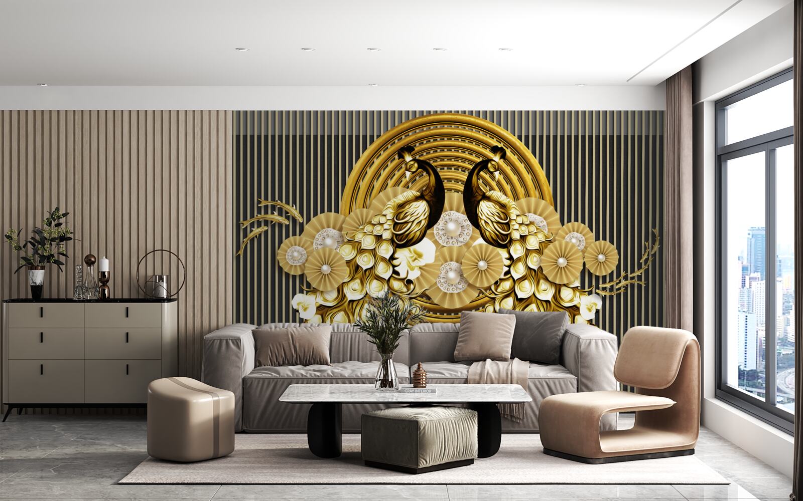 Фотошпалери вироби із зображенням павичів